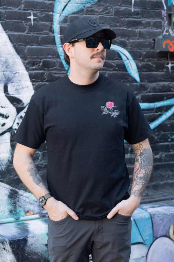 Gallensons embroidered Rose Shirt Black
