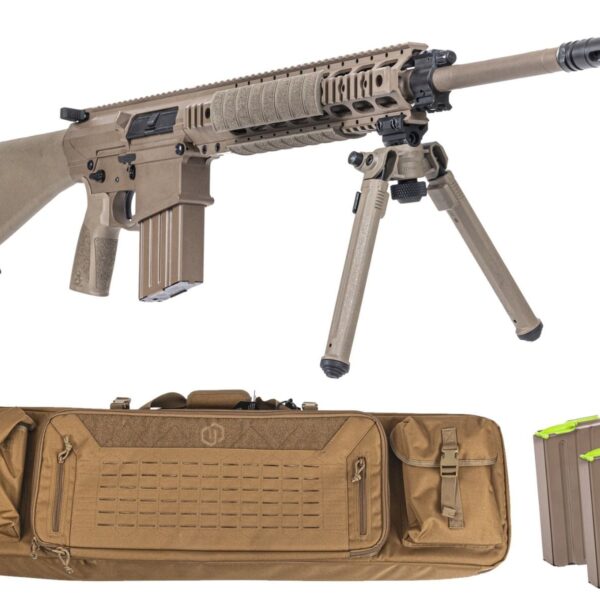 PSA Sabre AR-10 Rifle Forged 20" .308 w/ 12.5" Quad Rail, A1 Stock, Magpul Bi-Pod, 3 Mags, & Sabre Bag, FDE