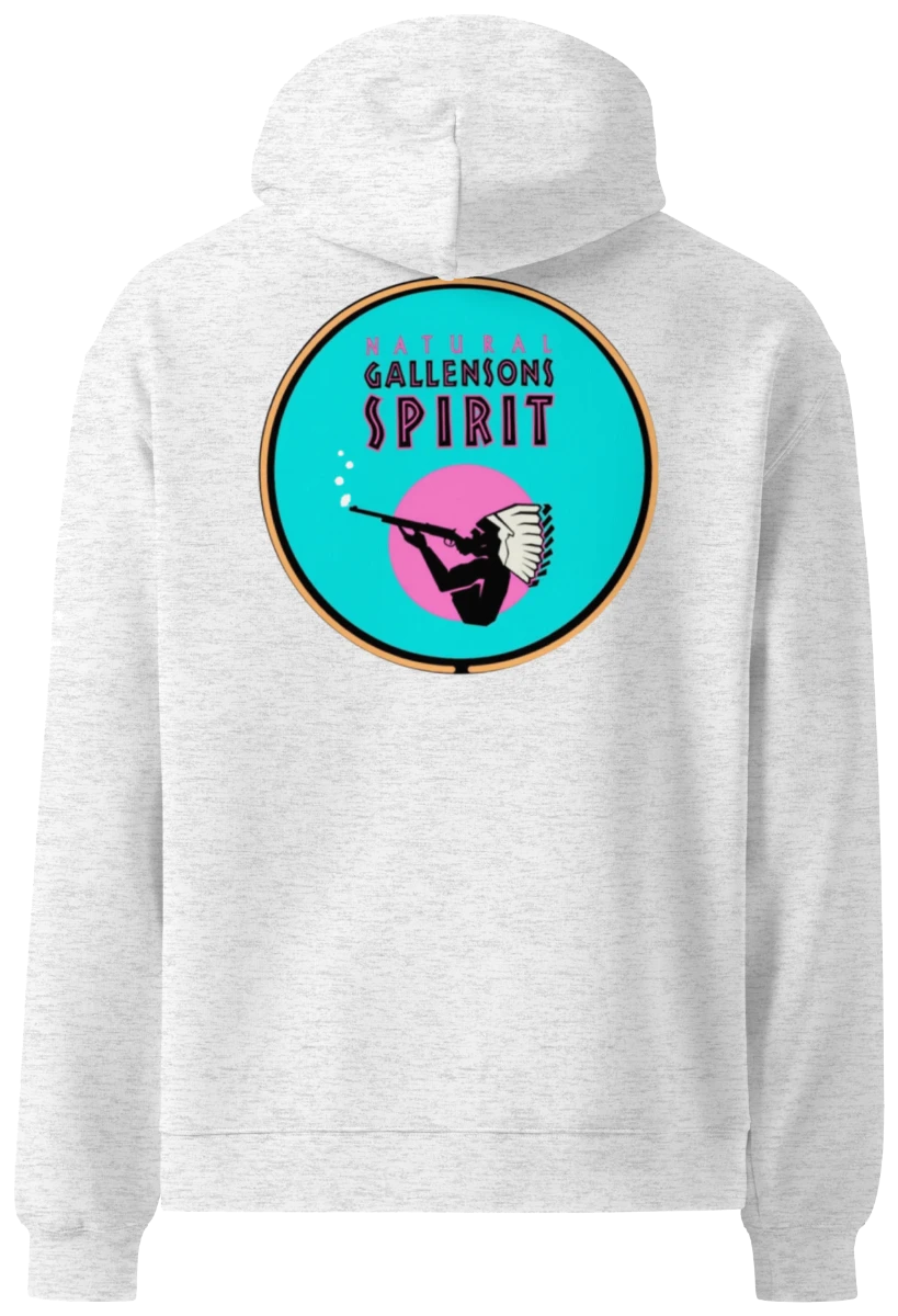 Natural Gallensons Spirit hoodie, white heather, back print